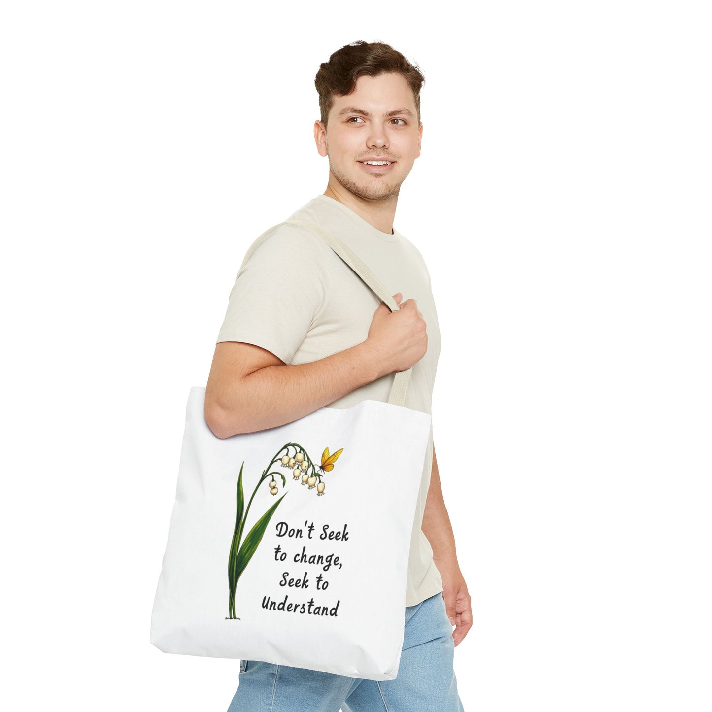 Inspirational Floral Tote Bag, Motivational Shopper, Eco-Friendly Bag, Gift for Nature Lovers, Versatile Carry-All