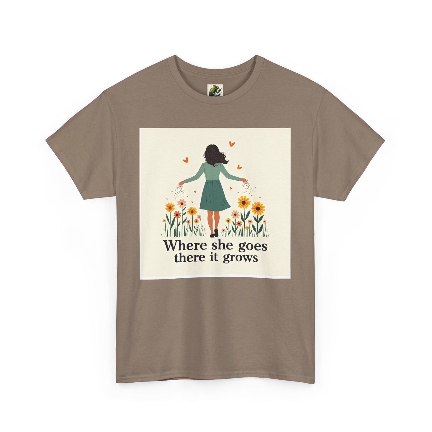 Floral Inspirational Tee: Where She Goes, Unisex Heavy Cotton Tee, Casual Wear, Gift for Her, Spring Fashion, Everyday Comfort