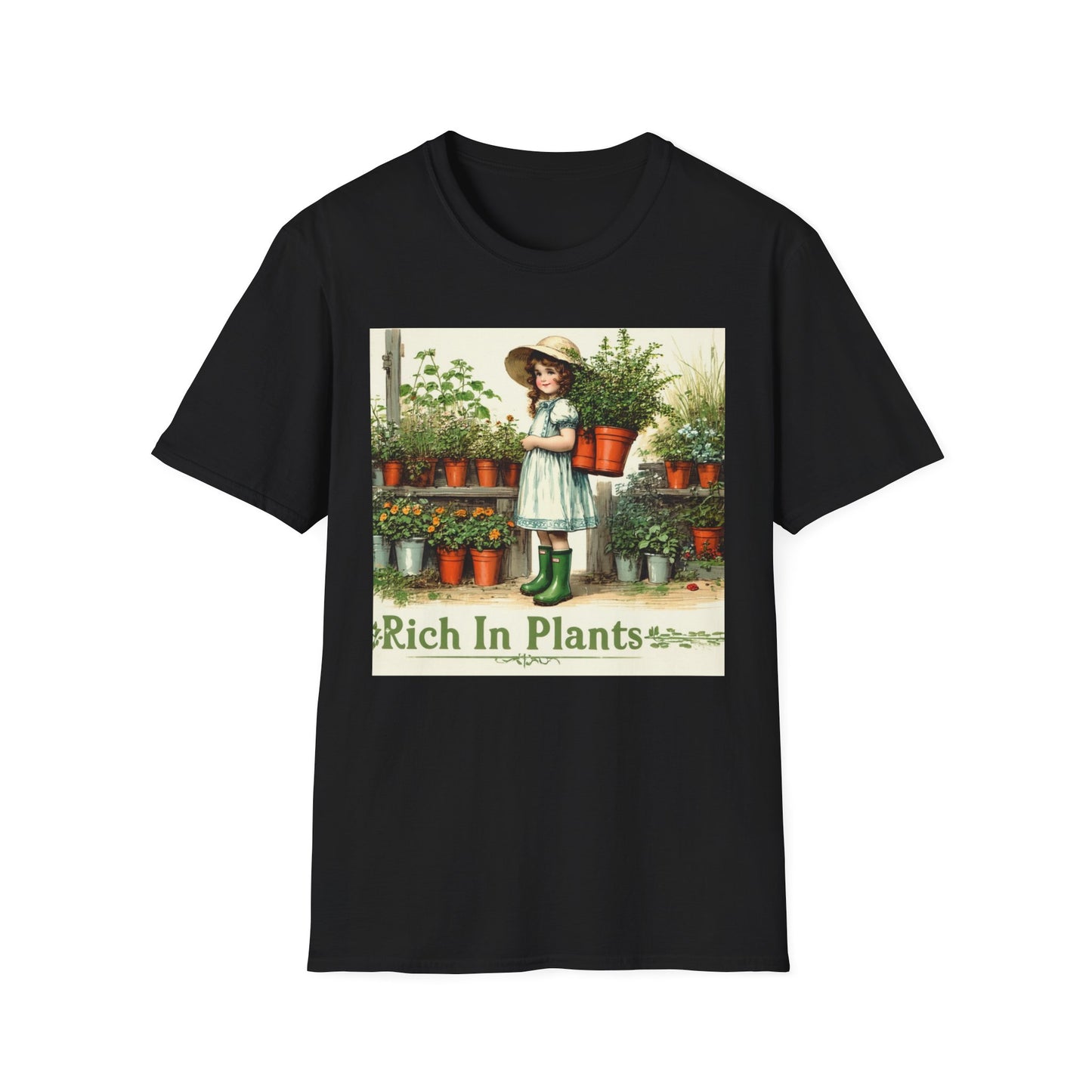 Vintage Garden T-Shirt, Rich in Plants Tee, Floral Apparel, Nature Lover Gift, Gardening Tee, Eco-Friendly Fashion