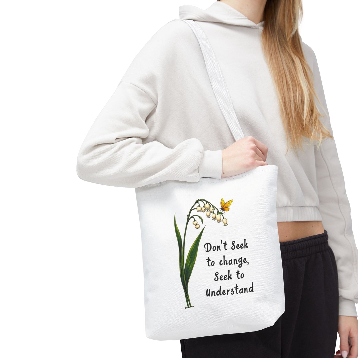 Inspirational Floral Tote Bag, Motivational Shopper, Eco-Friendly Bag, Gift for Nature Lovers, Versatile Carry-All