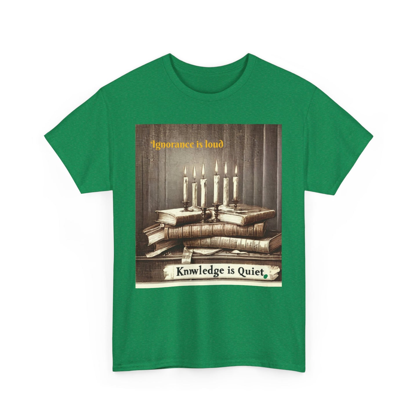 Books & Candles Tee | Knowledge is Quiet Graphic T-Shirt, Literary Gift, Book Lover Apparel, Cozy Casual Wear