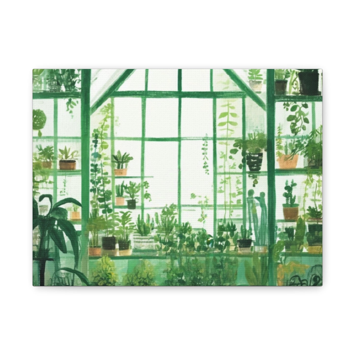 Greenhouse Wall Art, Plant Lover Decor, Botanical Canvas, Home Office Decoration, Eco-Friendly Gift Idea