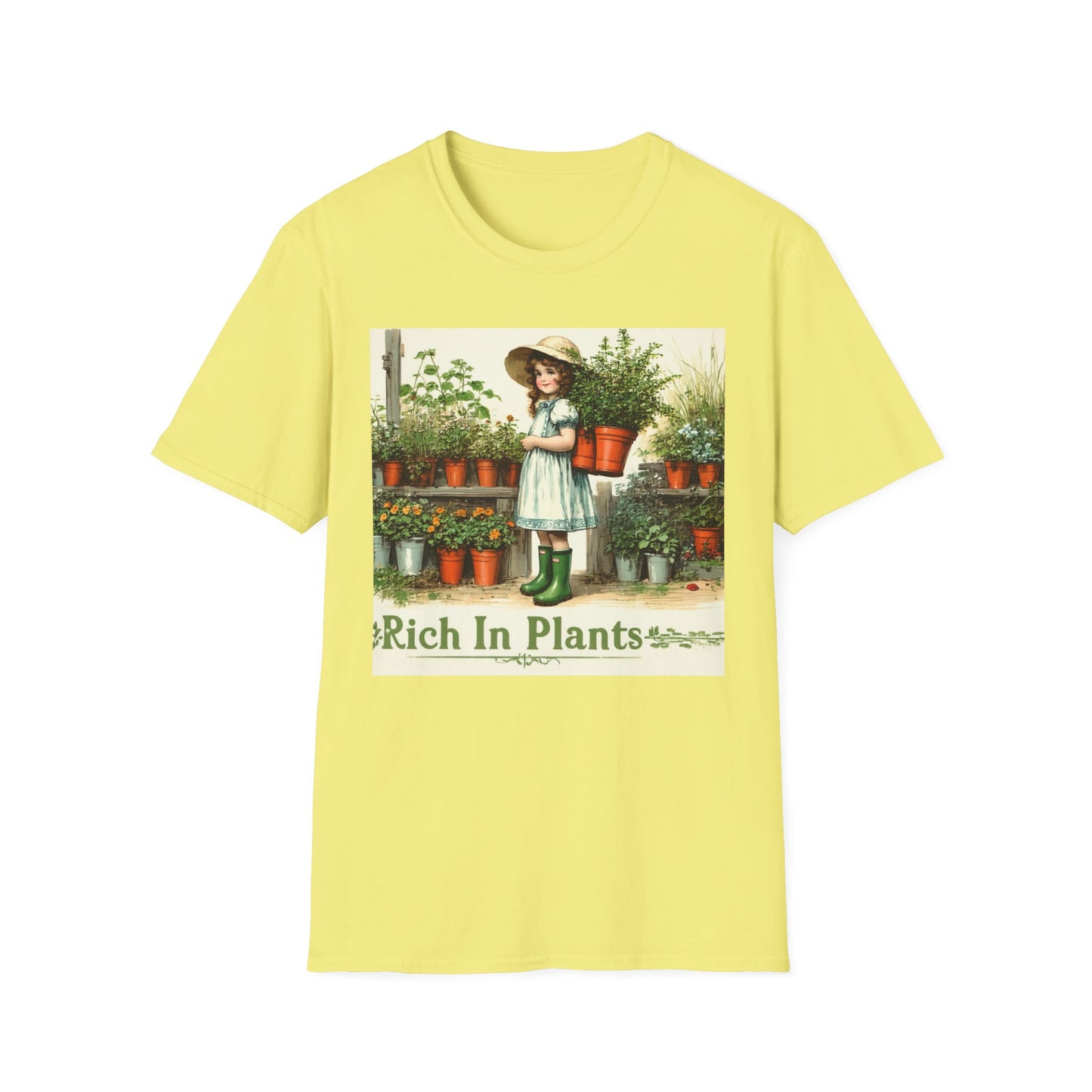 Vintage Garden T-Shirt, Rich in Plants Tee, Floral Apparel, Nature Lover Gift, Gardening Tee, Eco-Friendly Fashion