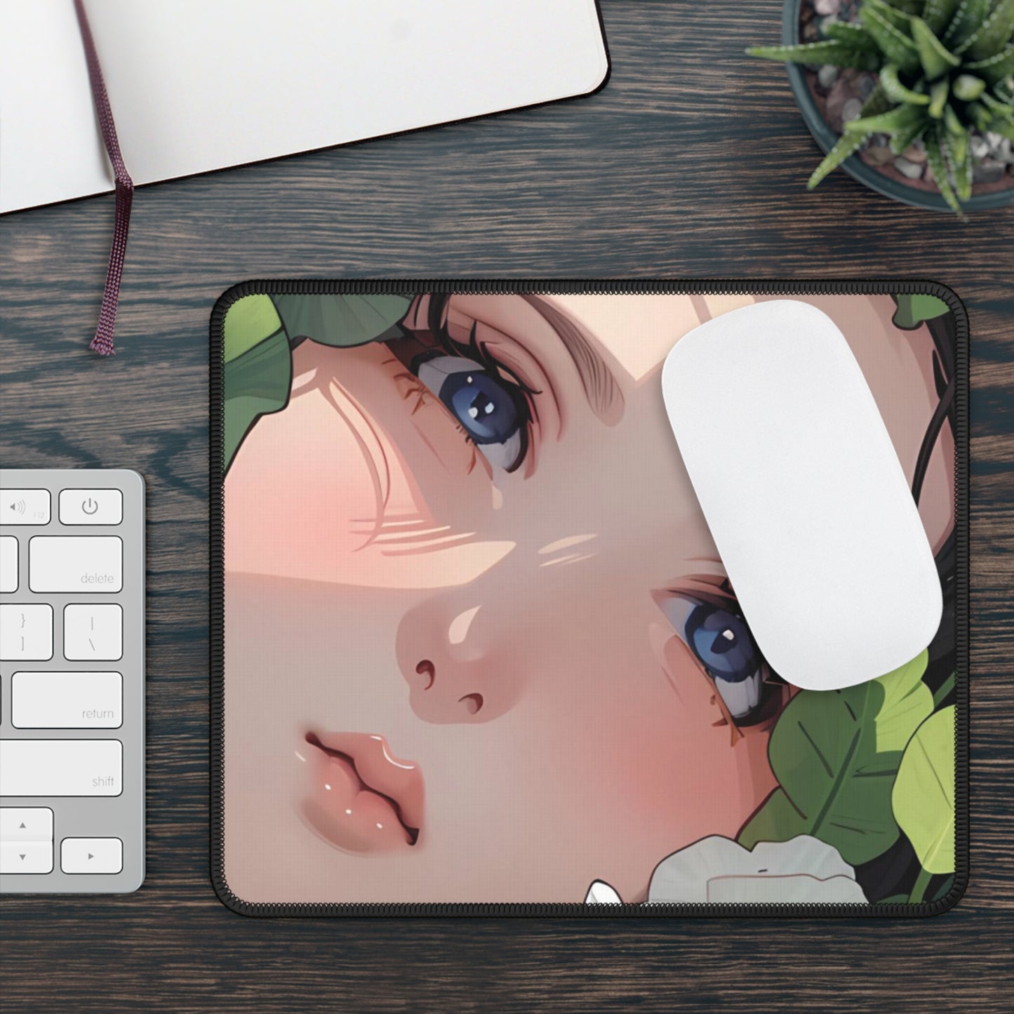 Aesthetic Gaming Mouse Pad with Floral Design, Anime Desk Accessory, Cute Gamer Gift, Office Décor, Unique Mousepad