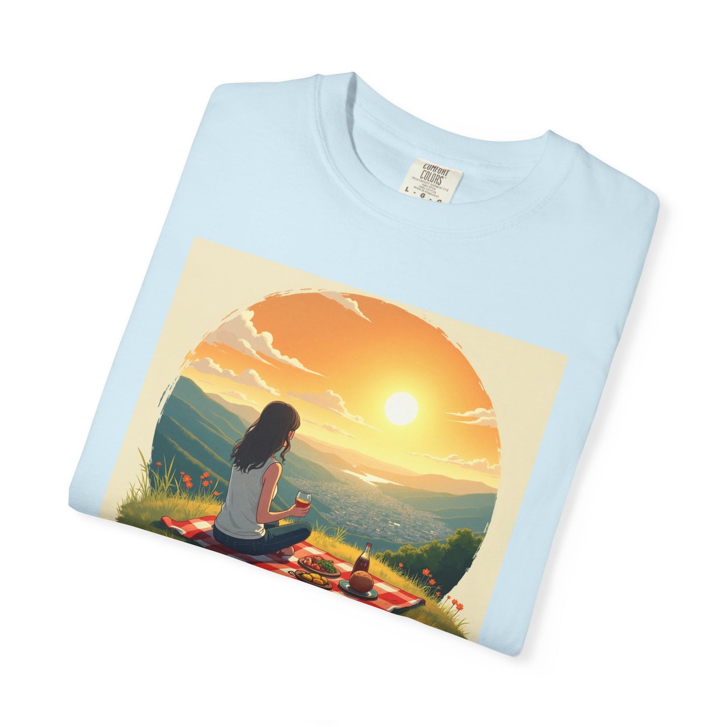 Sunset Meditation T-Shirt | Life is Short Enjoy More Tee, Unisex Cotton Shirt, Relaxation Apparel, Birthday Gift, Mindfulness Clothing