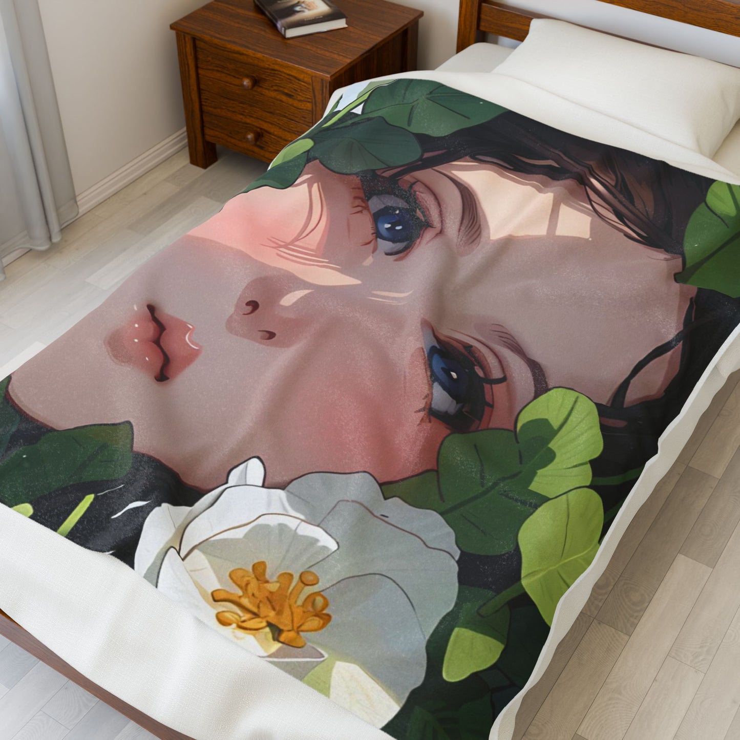 Cozy Velveteen Plush Blanket with Floral Design, Perfect for Home Decor, Gifts, Relaxation, and All Seasons