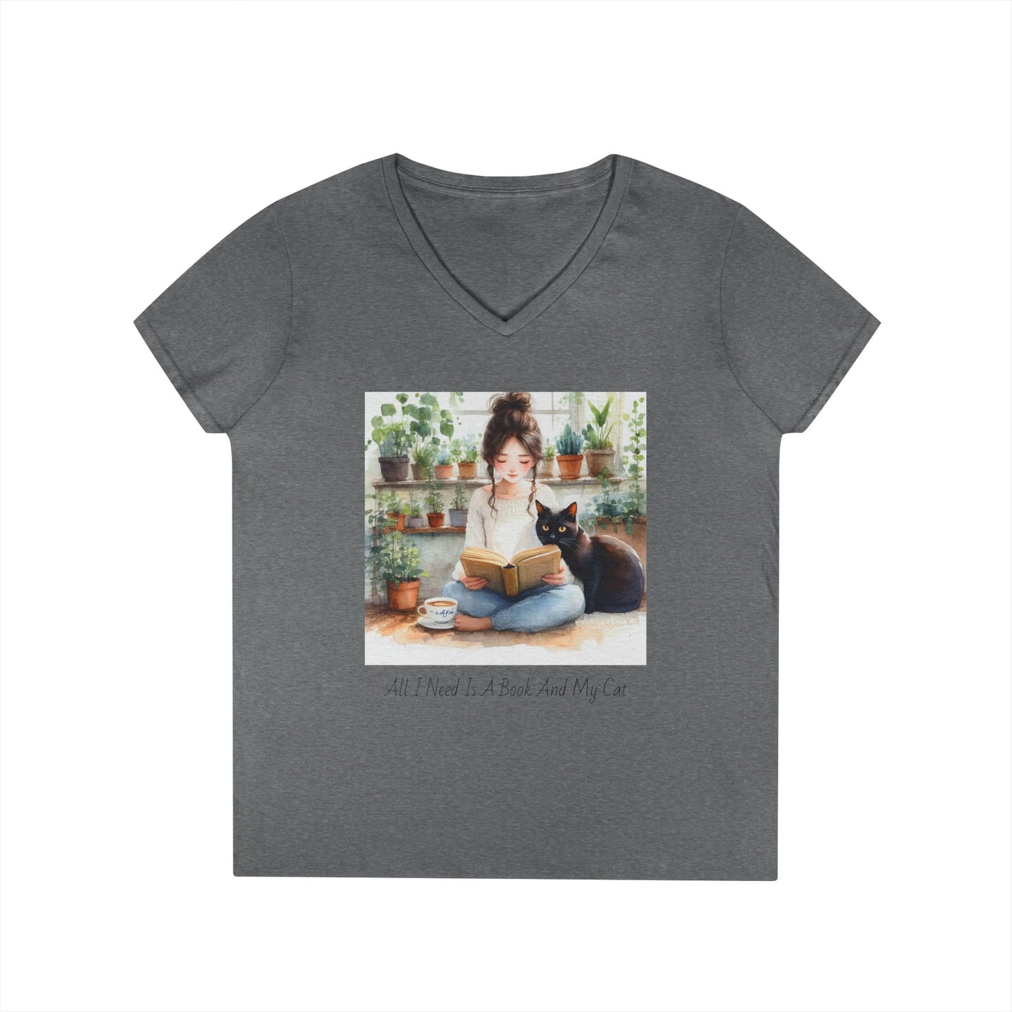 Cozy Reading T-Shirt. Book Lover Gift, Cat Mom Shirt, Relaxing Outfit, Plant Lover Top, Cute Graphic Tee