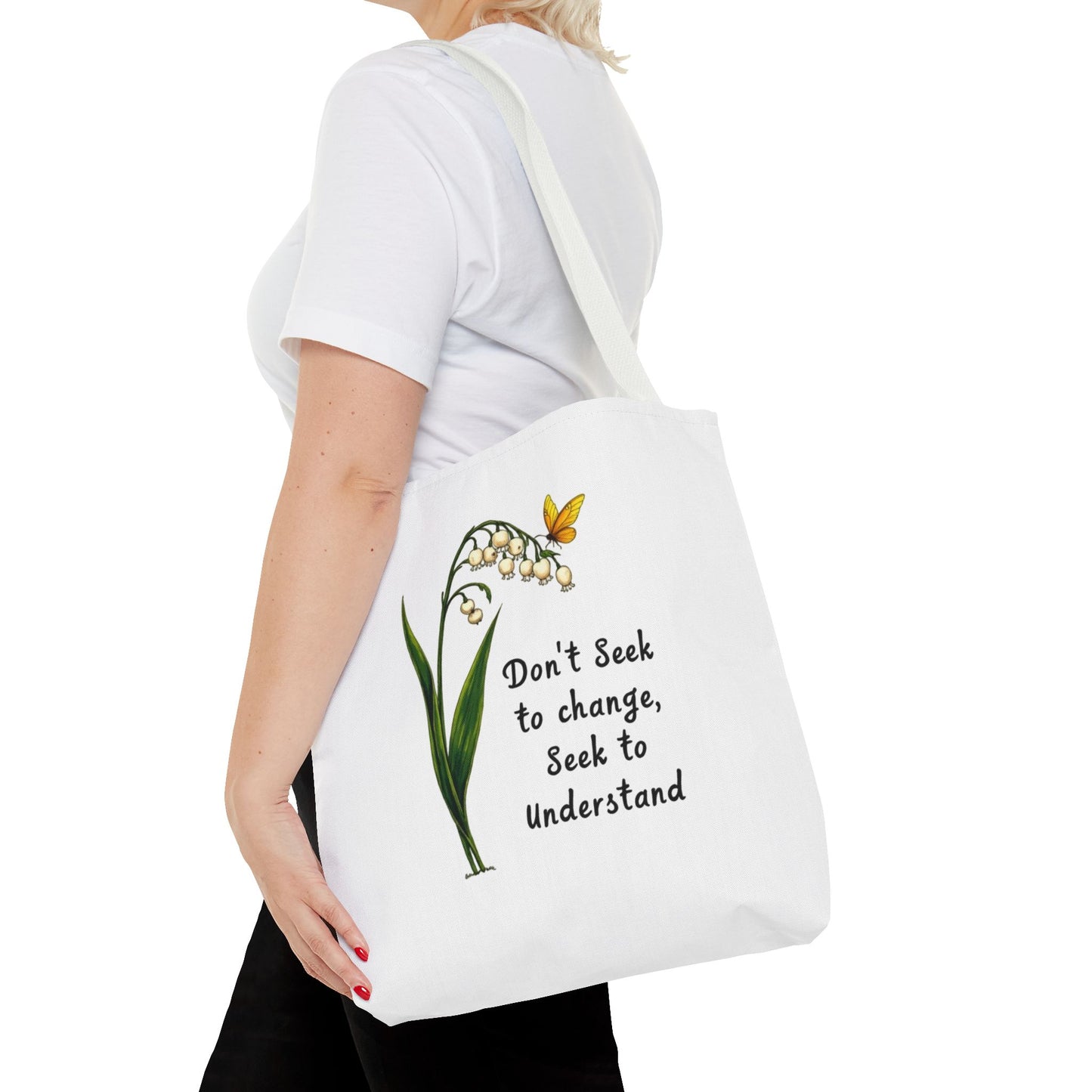 Inspirational Floral Tote Bag, Motivational Shopper, Eco-Friendly Bag, Gift for Nature Lovers