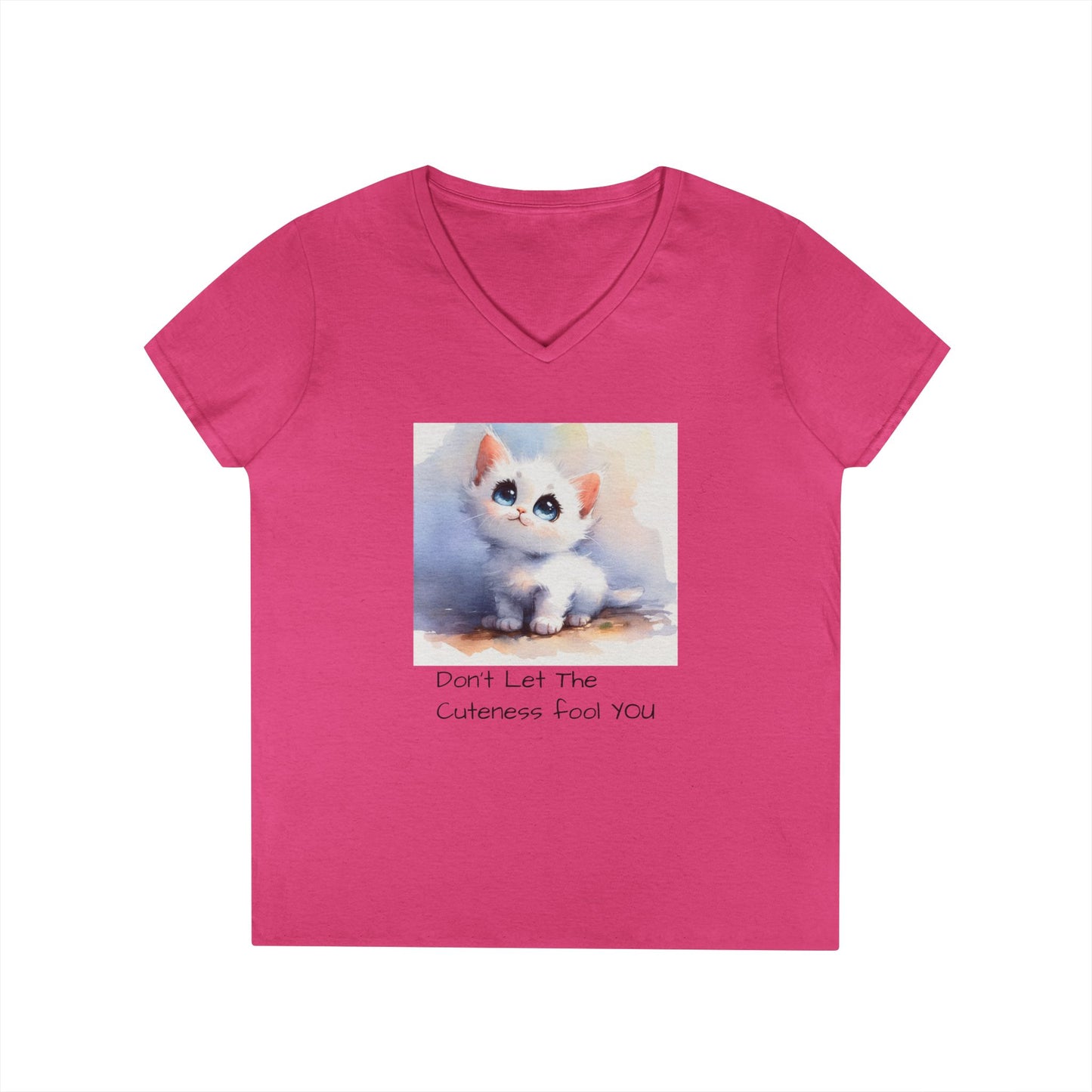 Cute Cat V-Neck T-Shirt, Funny Pet Lover Tee, Gift for Cat Moms, Animal Lover Apparel, Humor for Birthdays, Everyday Wear