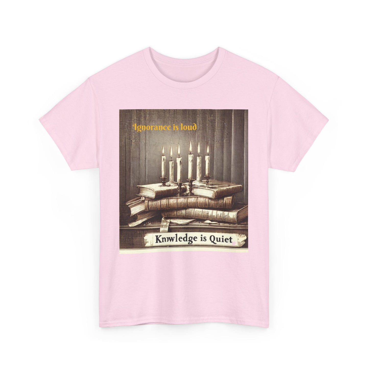 Books & Candles Tee | Knowledge is Quiet Graphic T-Shirt, Literary Gift, Book Lover Apparel, Cozy Casual Wear