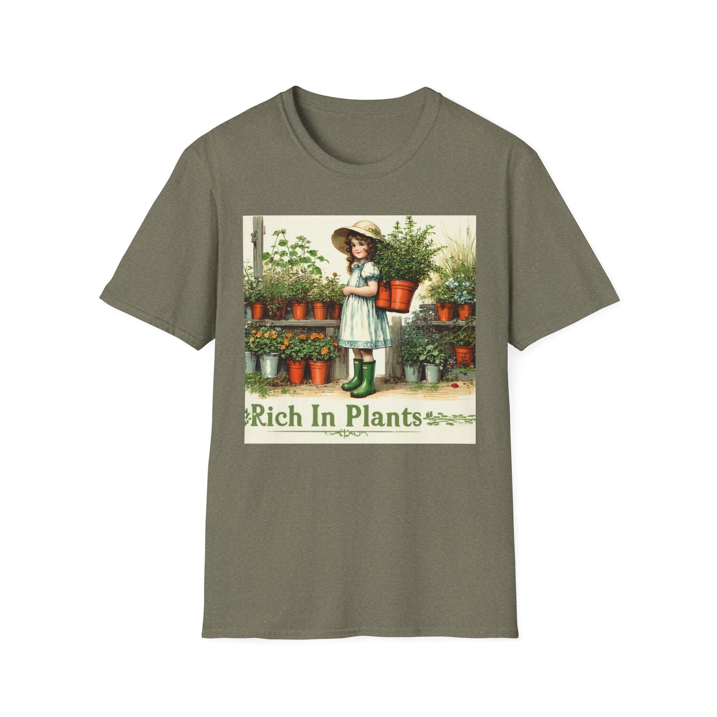 Vintage Garden T-Shirt, Rich in Plants Tee, Floral Apparel, Nature Lover Gift, Gardening Tee, Eco-Friendly Fashion