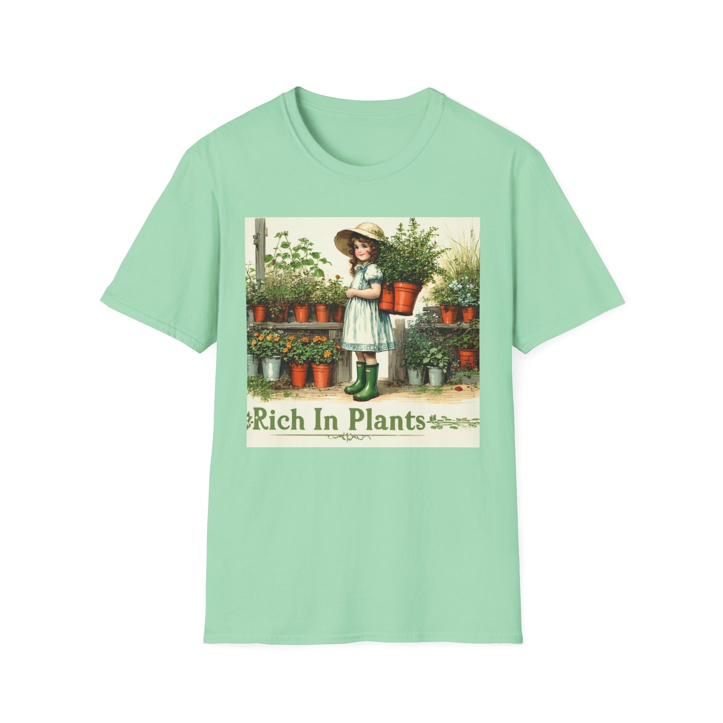 Vintage Garden T-Shirt, Rich in Plants Tee, Floral Apparel, Nature Lover Gift, Gardening Tee, Eco-Friendly Fashion