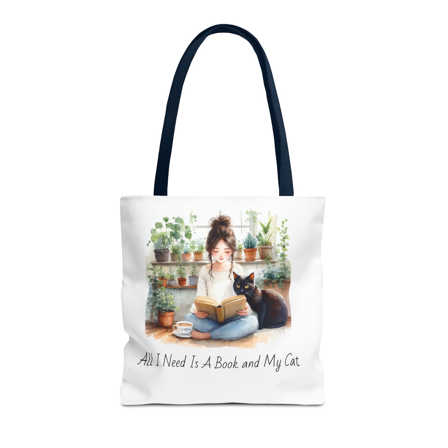 Cat Lover's Tote Bag, Bookworm Gift, Cozy Reading Accessory, Plant Lover's Bag, Perfect Gift for Cat Moms