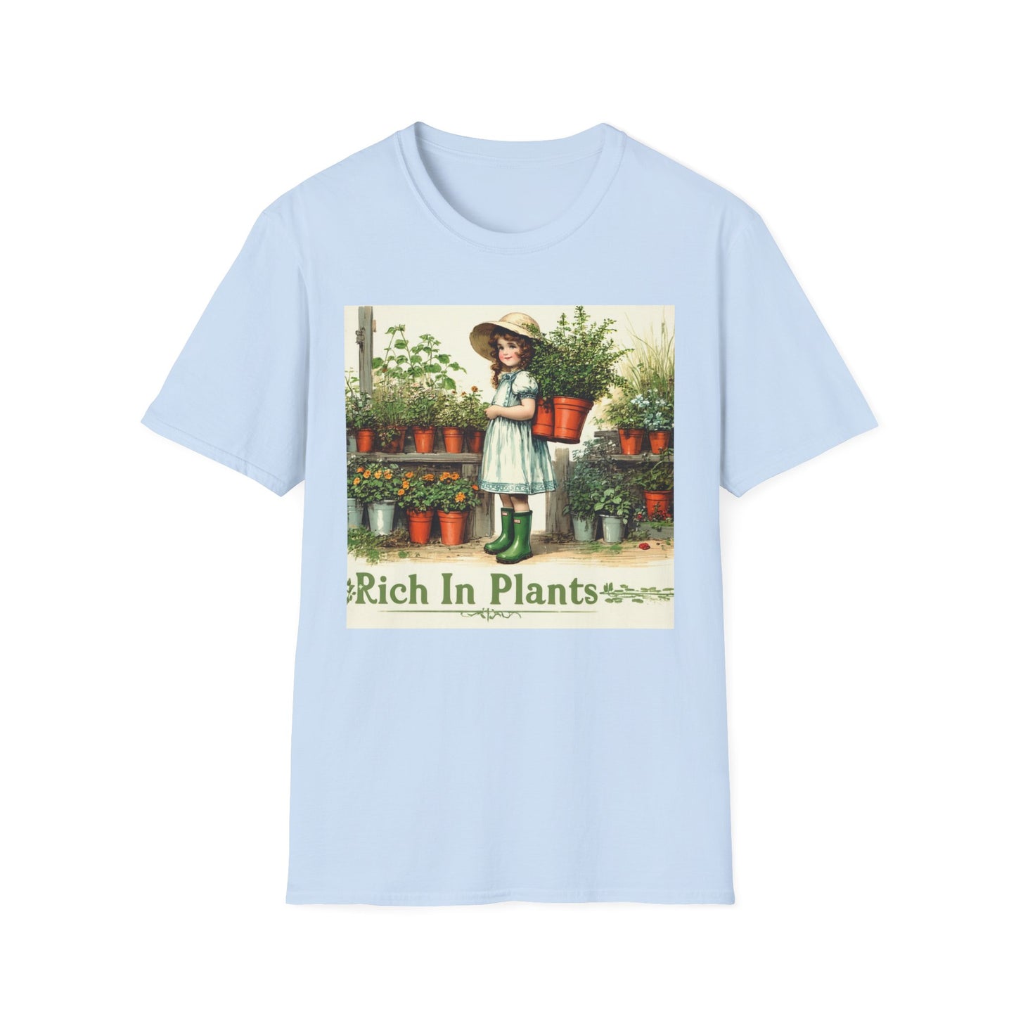 Vintage Garden T-Shirt, Rich in Plants Tee, Floral Apparel, Nature Lover Gift, Gardening Tee, Eco-Friendly Fashion