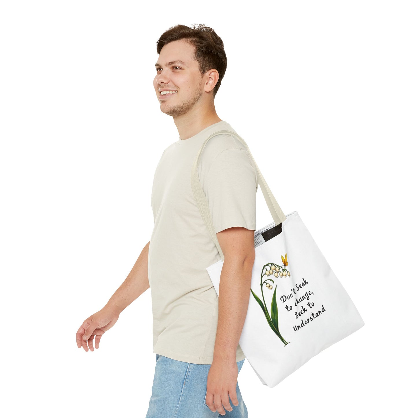 Inspirational Floral Tote Bag, Motivational Shopper, Eco-Friendly Bag, Gift for Nature Lovers